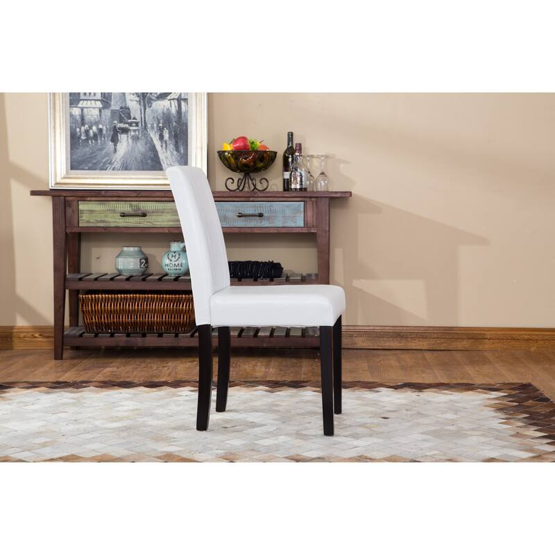 Roundhill Furniture Urban-Style Solid Wood Leatherette Small Padded Parson Chairs (Set of 2)