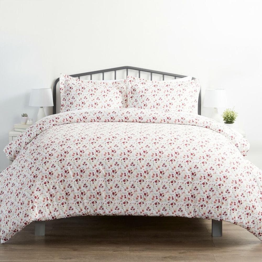 3pc Full/Queen Printed Duvet Cover Set Blossom/Pink