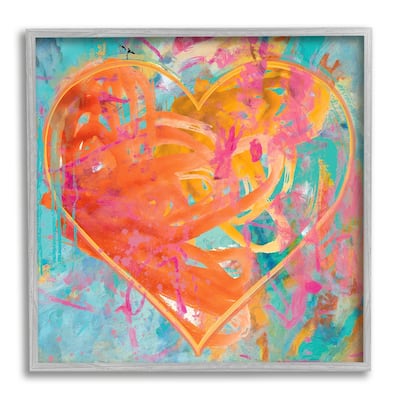 Stupell Street Style Graffiti Heart Shape Bold Paint Splatter Framed Wall Art, Design by Porter Hastings
