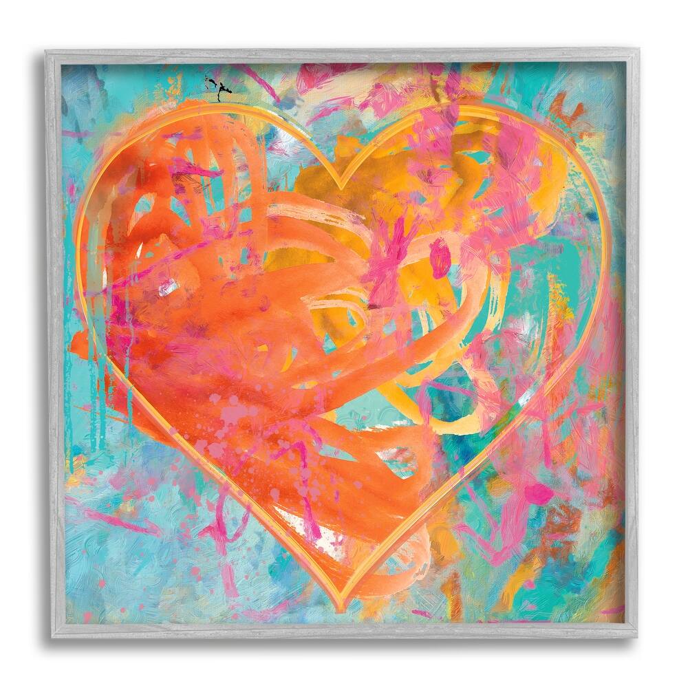 Stupell Street Style Graffiti Heart Shape Bold Paint Splatter Framed Wall Art, Design by Porter Hastings