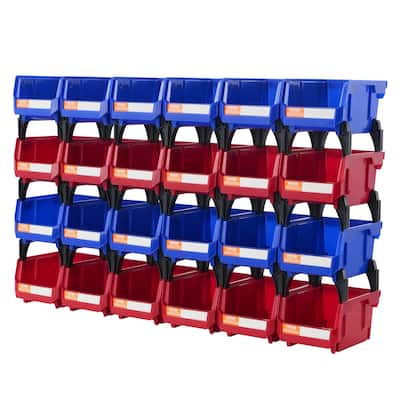VEVOR Plastic Storage Bin,Hanging Stackable Storage Organizer Bin, Blue/Red,for,Office,or Pantry Organization