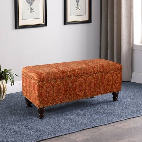 Copper Grove Muscari Upholstered Storage Bench with Nailhead Trim