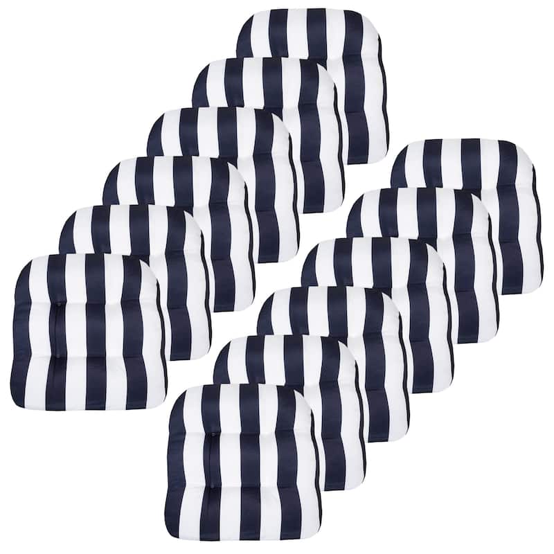 Sweet Home Collection Havana Stripe Patio Cushions Outdoor Chair Pads Thick Fiber Fill Tufted 19" x 19"