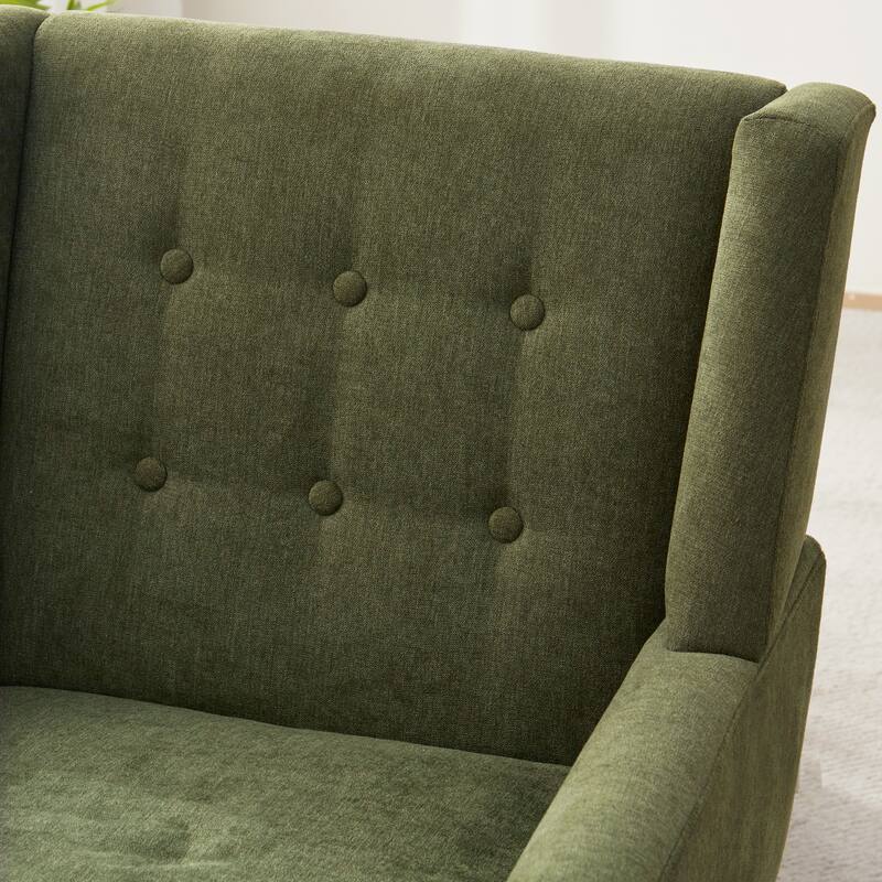 HUIMO Modern Linen Upholstered Armchair Tufted Accent Chair