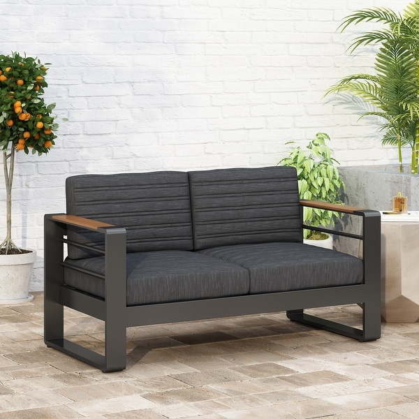 Black on sale outdoor loveseat