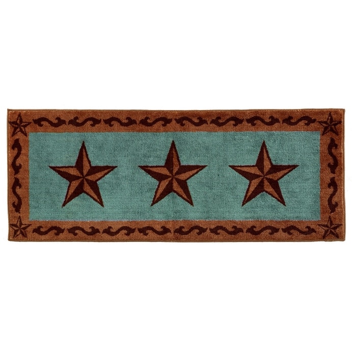 Paseo Road by HiEnd Accents 3-Star Scroll Motif Rug, 24"x60" - Turquoise
