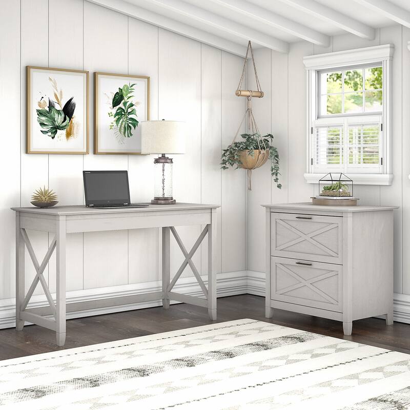 Key West 48W Writing Desk with Lateral File Cabinet by Bush Furniture