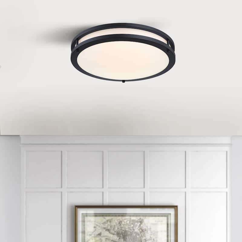 33-in Oval Brushed Nickle or Matte Black Finsh Led Flush Mount Light