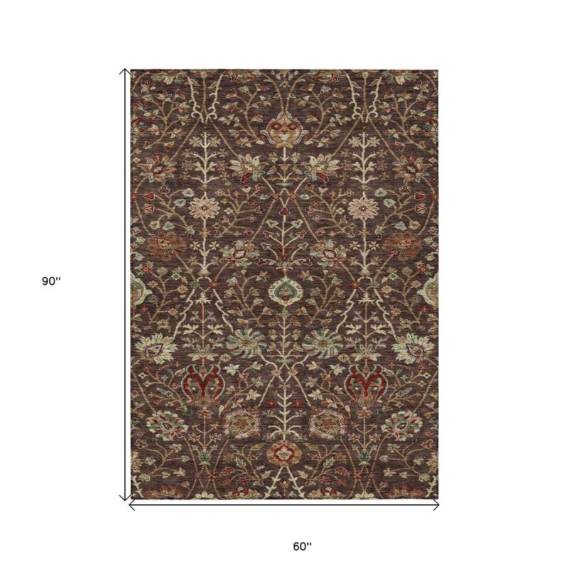 HomeRoots Floral Transitional Rectangle Outdoor Rug