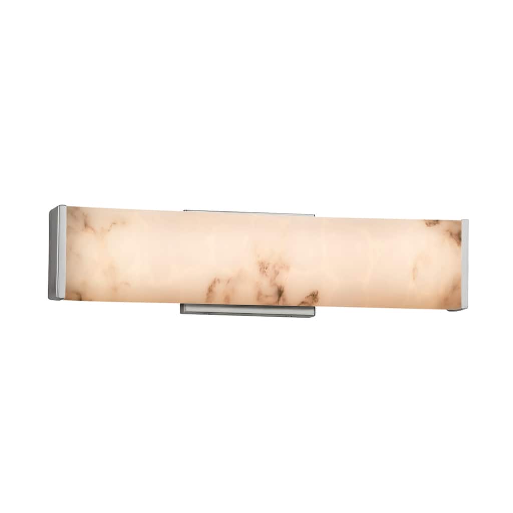 Justice Design LumenAria Latitude 19-inch Brushed Nickel LED Wall/ Bath Bar, Faux Alabaster Shade - Silver