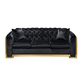 Velvet Luxury Chesterfield Sofa Set, 84 Inches Tufted 3 Seat Couch with ...
