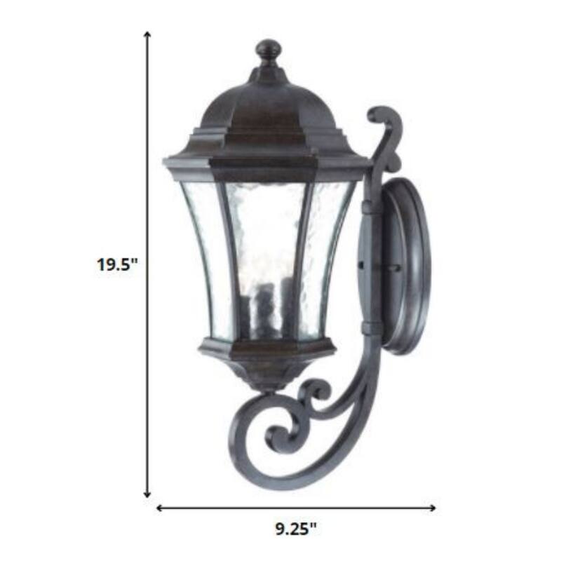 Glass Flush Mount Outdoor Wall Light with 3 Light Lantern Design - 11” x 9.25” x 19.5” (D x W x H)