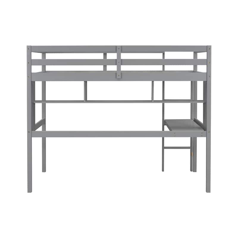 Space-Saving Twin Loft Bed with Study Desk, Shelving, and Guardrails, Perfect for Bedrooms