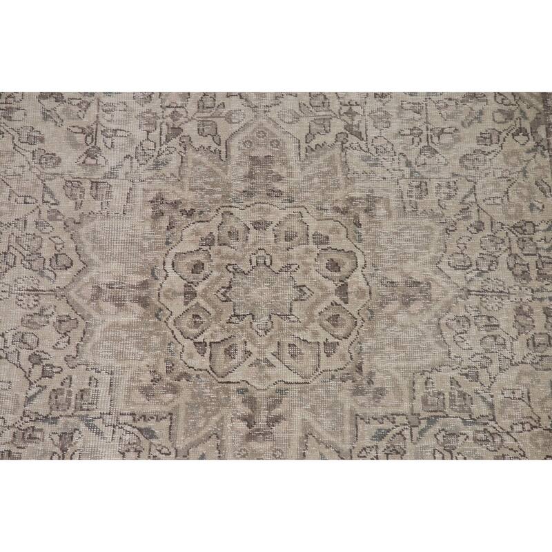 Distressed Tabriz Persian Antique Rug Handmade Oriental Wool Carpet - 6'7" x 9'2"