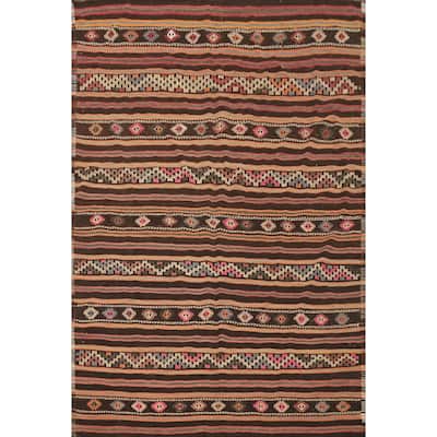 Hand Woven Oriental 100% Wool Carpet Southwestern Tribal Multi-Colored Kilim Area Rug - 9' 3'' X 7' 1''