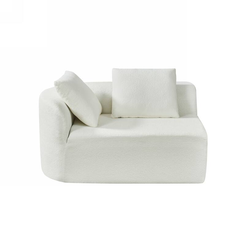 116" Pearl Upholstery Curved Sectional Sofa with Chaise Lounge, High-Density Compressed Sponge Design