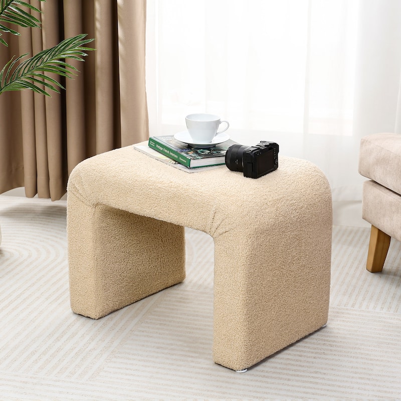 Adeco Velvet Footrest Ottoman for Living Room Bedroom