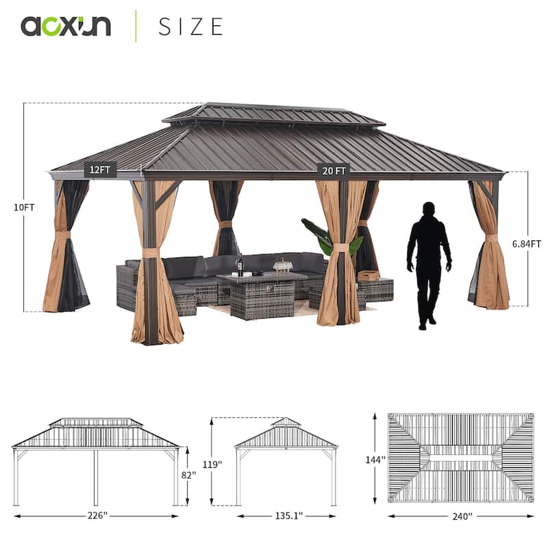 Outdoor Double Roof Hardtop Gazebo
