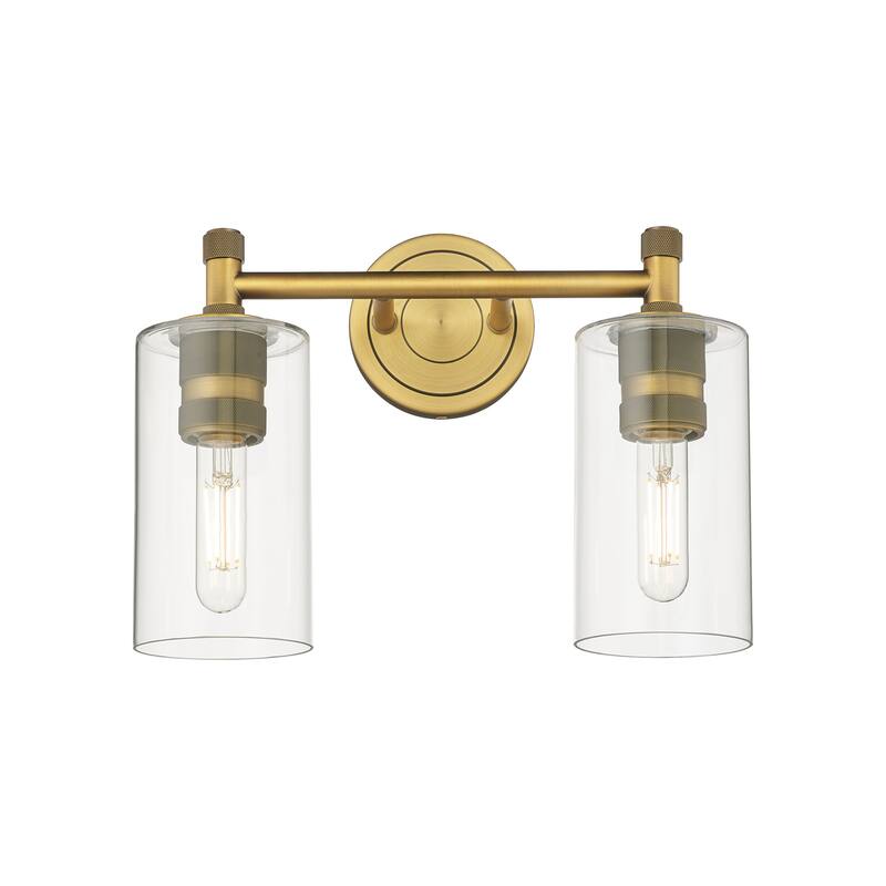 Innovations Lighting 434-2W-11-14 Crown Point Vanity Crown Point 2 - Brushed Brass / Clear