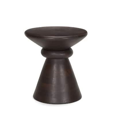 Palmera Dark Brown Wood Pedestal Side Table