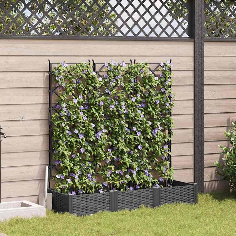 vidaXL Garden Planter with Trellis - Black (2)