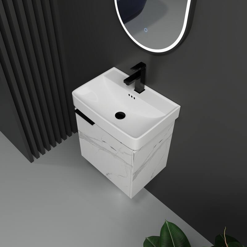 Plywood Wall-Mounted Bathroom Vanity with Integrated Resin Sink