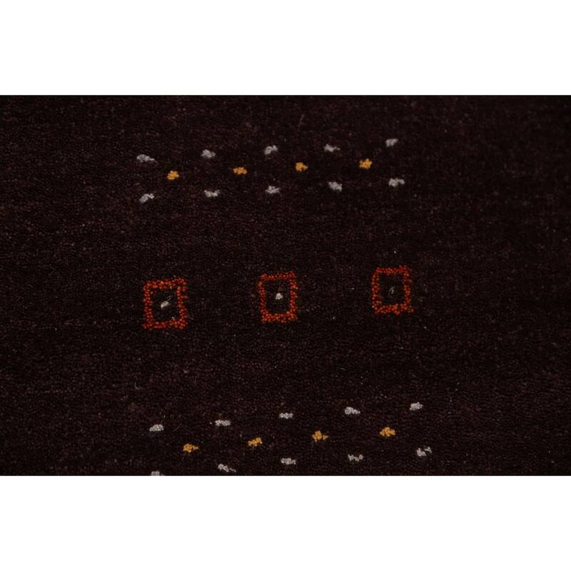 Brown Gabbeh Area Rug Handmade Oriental Wool Carpet - 8'1" x 9'8"