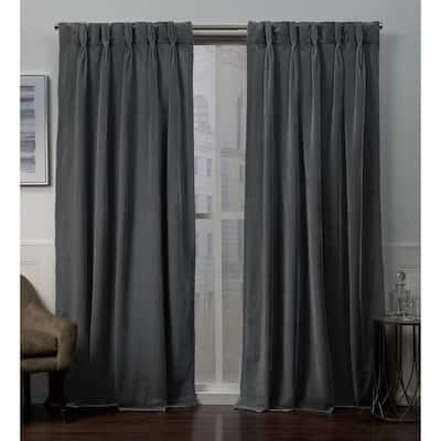 ATI Home Velvet Heavyweight Pinch Pleat Top Curtain Panel Pair