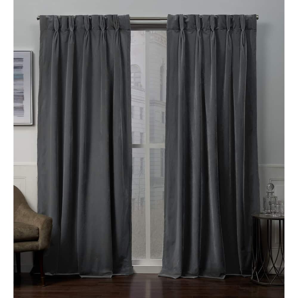 ATI Home Velvet Heavyweight Pinch Pleat Top Curtain Panel Pair