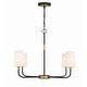 preview thumbnail 3 of 7, Niles 4 Light Black Forged & Modern Gold Chandelier - 34"W x 22.25"H