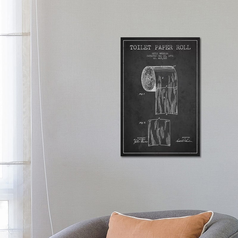 iCanvas 'Toilet Paper Charcoal Patent Blueprint' Canvas Print - 26x18x1.5