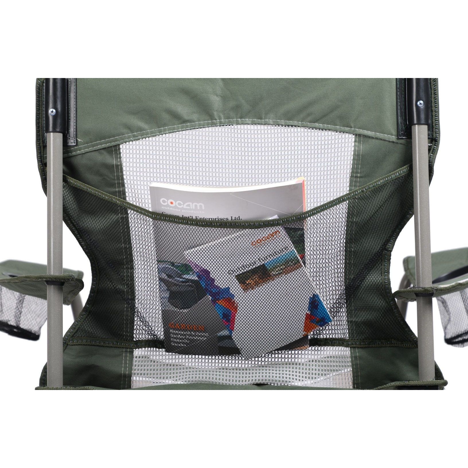 ALPHA CAMP Oversized Mesh Back Camping Folding Chair Heavy Duty Support 350 LBS Collapsible Steel Frame - Black Grey