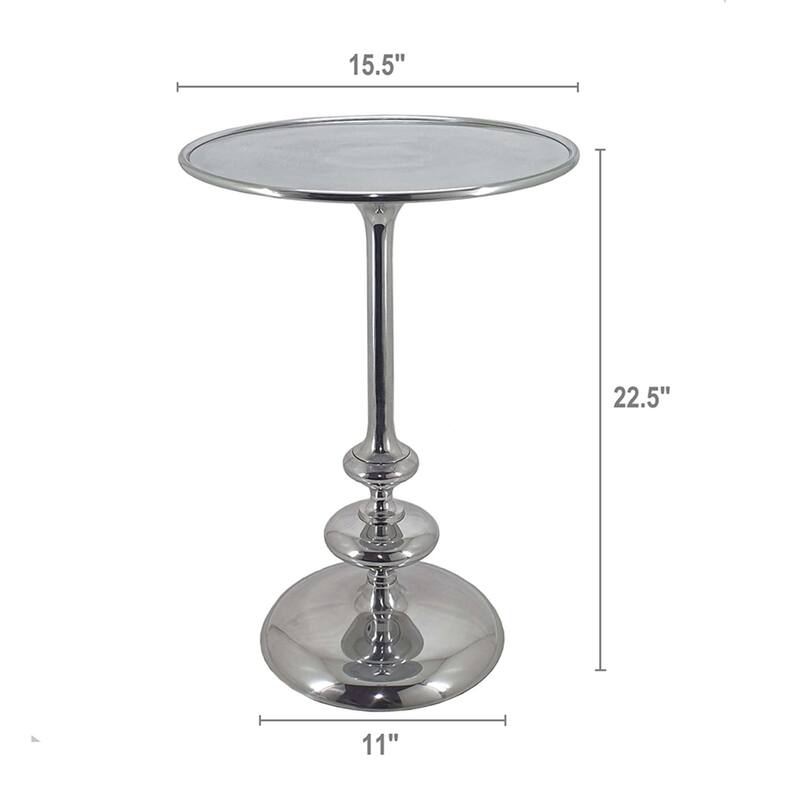 Traditional Style Round Aluminum Side Table - 22.5" - Silver