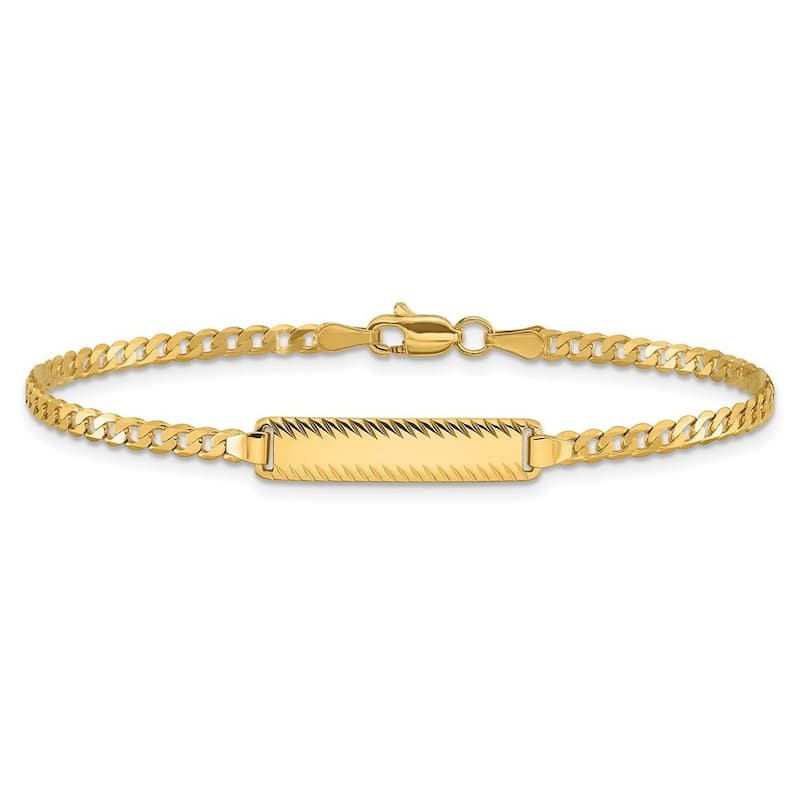 Curata 14k Yellow Gold 5mm Curb Link ID Bracelet Options: 7" 8"
