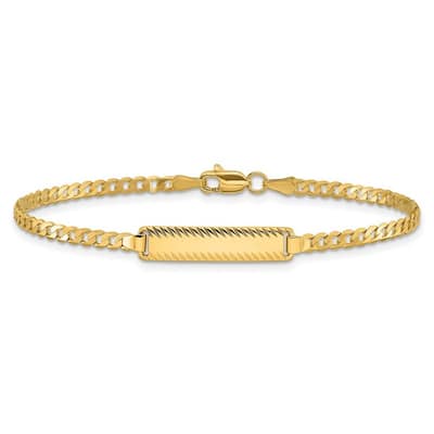 Curata 14k Yellow Gold 5mm Curb Link ID Bracelet Options: 7" 8"