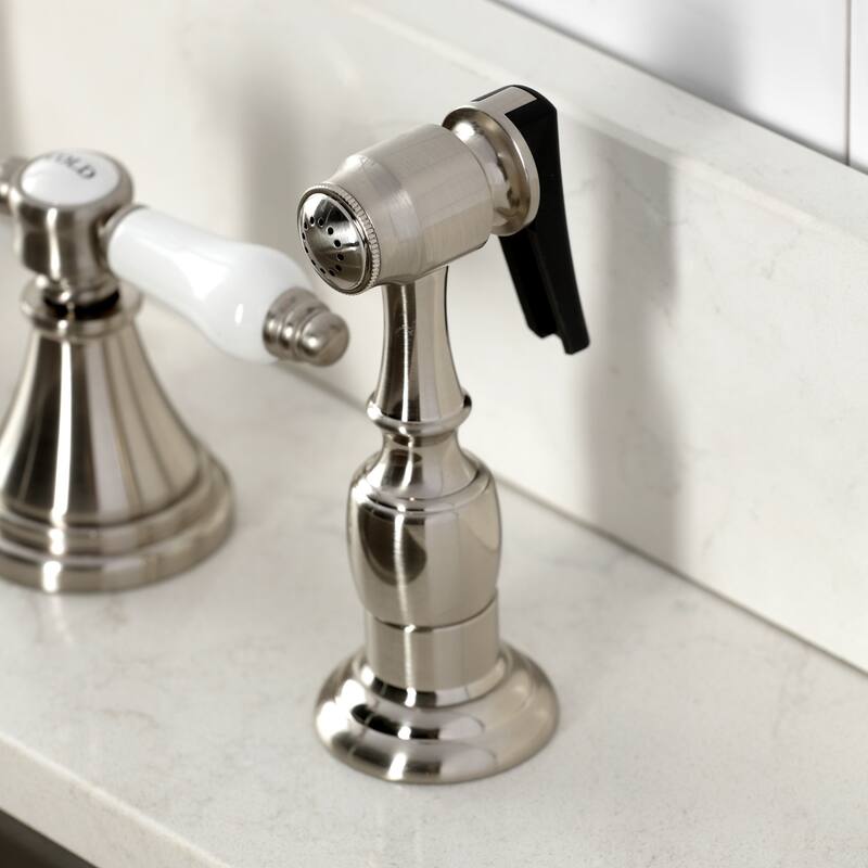 Kingston Brass Essex Double-Handle Wall-Mount Pre-Rinse Bridge Kitchen Faucet