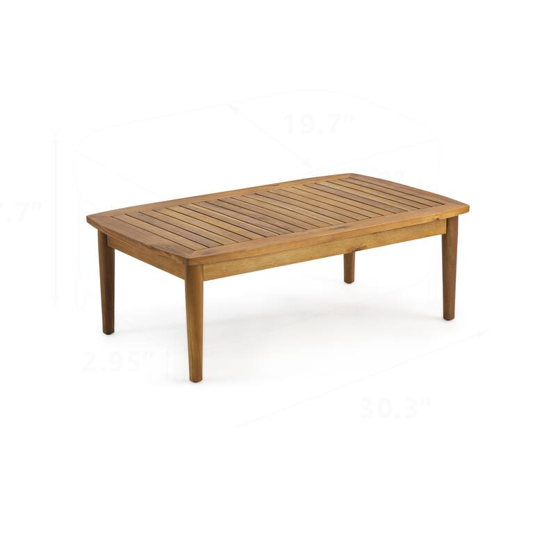 Acacia Wood Loveseat & Coffee Table Set for Outdoor Use