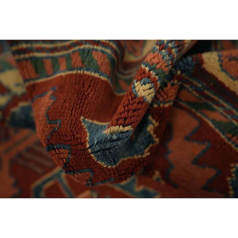 Hand Knotted Oriental 100% Wool Carpet Transitional Tribal Oranges & Rust Anatolian Area Rug - 8' 10'' X 7' 5''