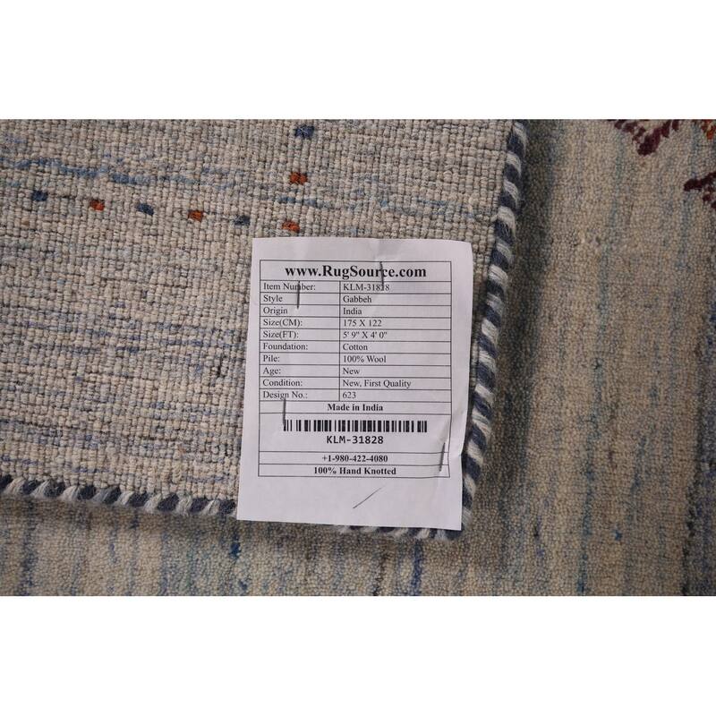 Tribal Striped Gabbeh Indian Accent Rug Handmade Wool Carpet - 4'0"x 5'9"