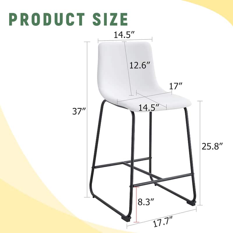 Modern Minimalist PU Leather Bar Stools Set of 2