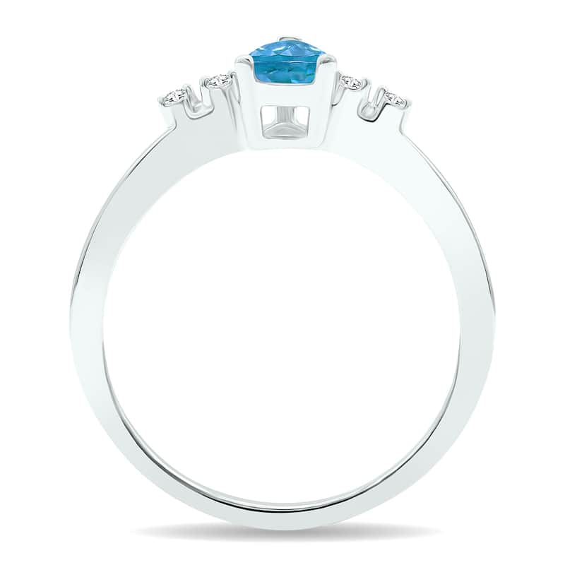Women's Blue Topaz and Diamond Sparkle Ring in 10K White Gold