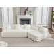 preview thumbnail 1 of 14, Creamy White Upholstered Sectional Sofa Modular 3 Seat Curved Sofa Couch - 3 Seater