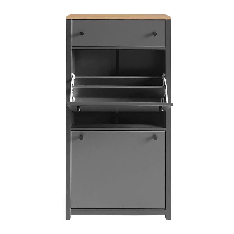 Entryway Organizer Shoe Cabinet with 2 Flip Drawers & Adjustable Panels for Storage and Organization