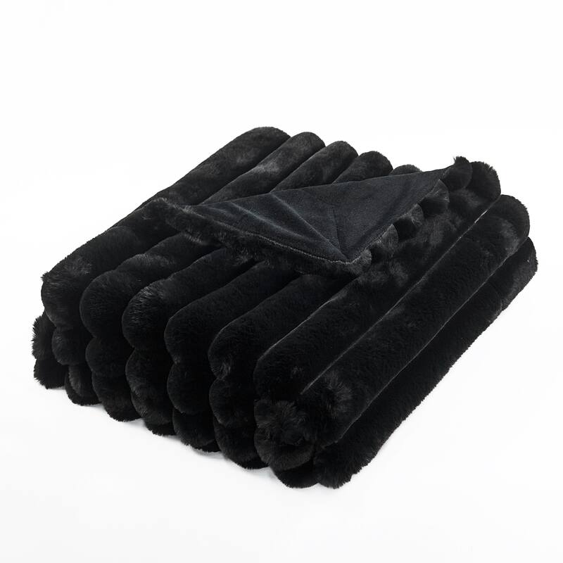 Fuzzy Striped FauxFur Throw.