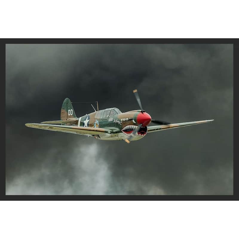 P-40 WW 2 Military Airplane in Flight Photography by Wayne Collamore Framed Poster - 24 x 36 Inch