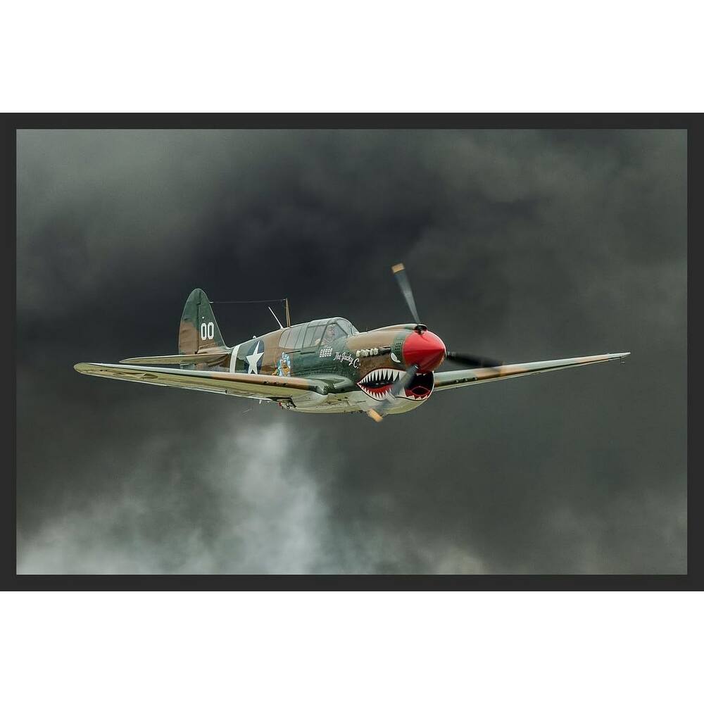 P-40 WW 2 Military Airplane in Flight Photography by Wayne Collamore Framed Poster - 24 x 36 Inch