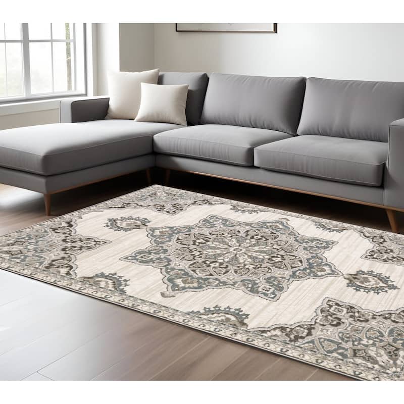 HomeRootsMedallion Traditional Rectangle Area Rug - 116.54' X '78.74' X '0.39