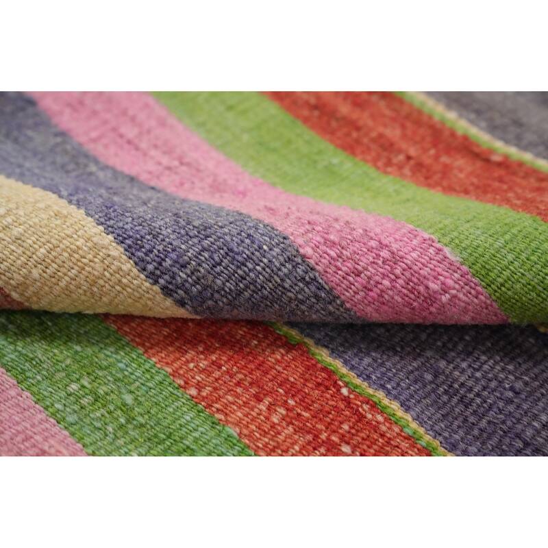 Hand Woven Oriental 100% Wool Carpet Southwestern Geometric Multi-Colored Kilim Area Rug - 9' 3'' X 5' 2''