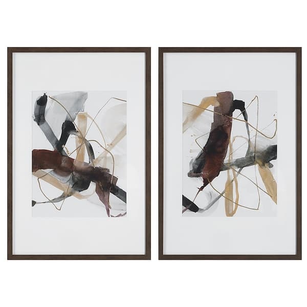 slide 2 of 6, Uttermost Burgundy Interjection Abstract Prints (Set of 2) - 26.5"W x 39.5"H x 2.125"D