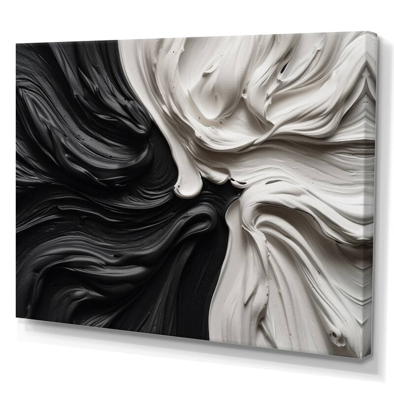 Designart "Black White Marbled Dreamscape Iv" Modern Geometric Wall Art Prints